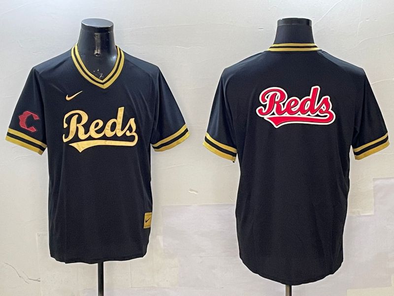 Men Cincinnati Reds Blank Black Gold Game 2025 Nike MLB Jersey style 5->cincinnati reds->MLB Jersey